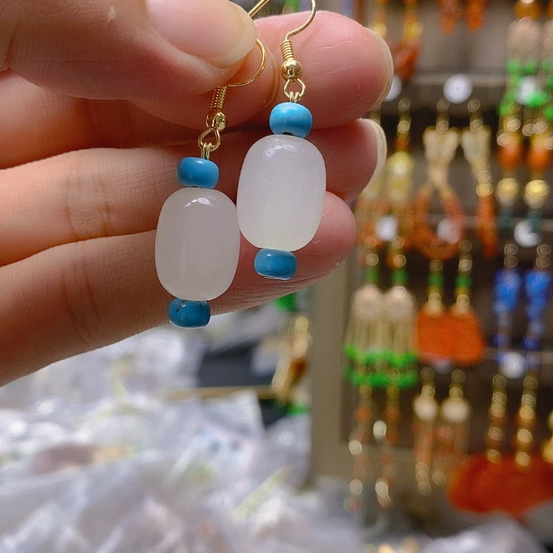 玛瑙/玉髓耳钉合金玛瑙