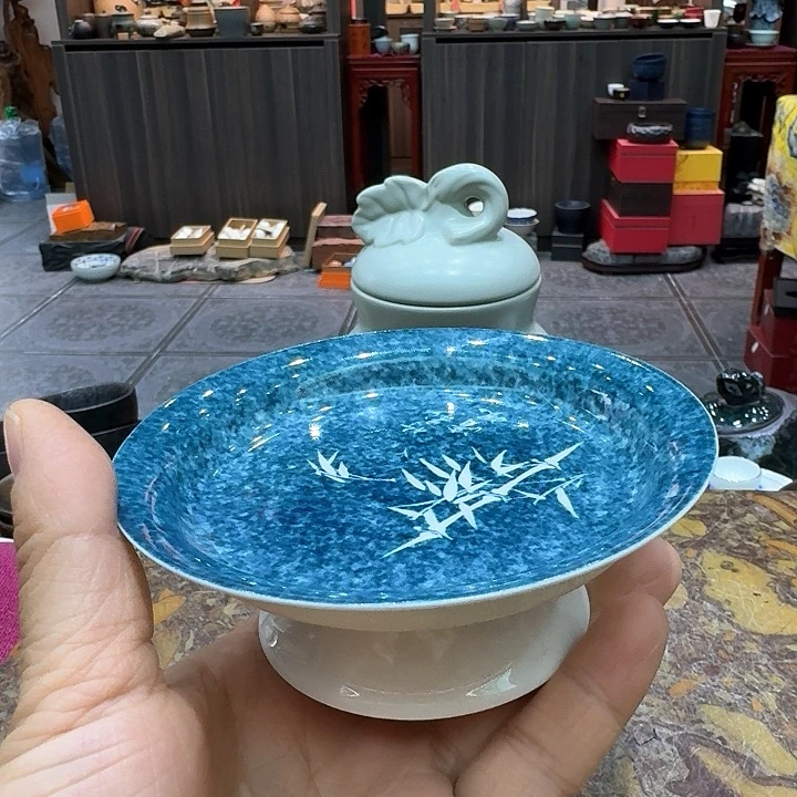 高足盘一个,手绘。。。