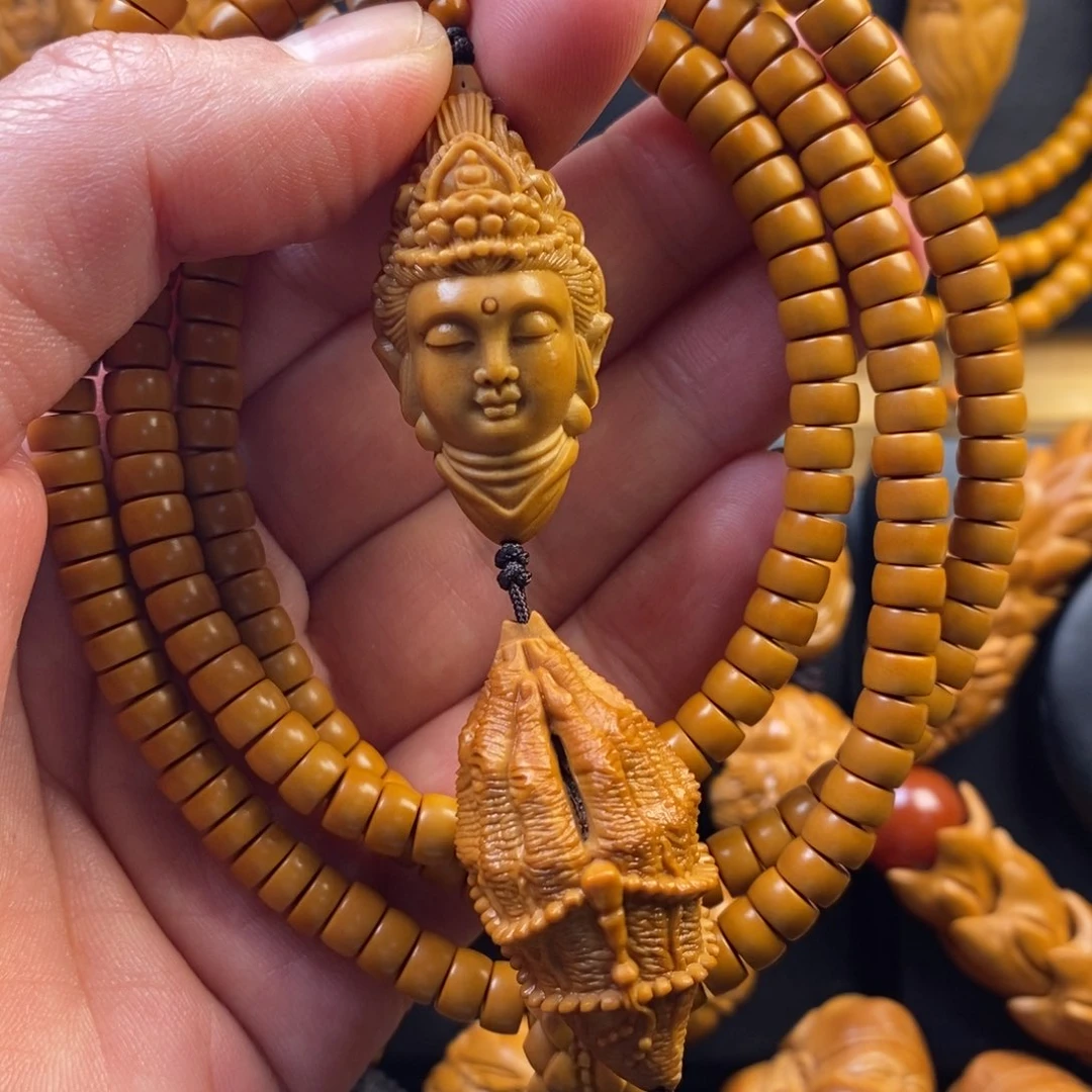 橄榄核手串观音脖挂