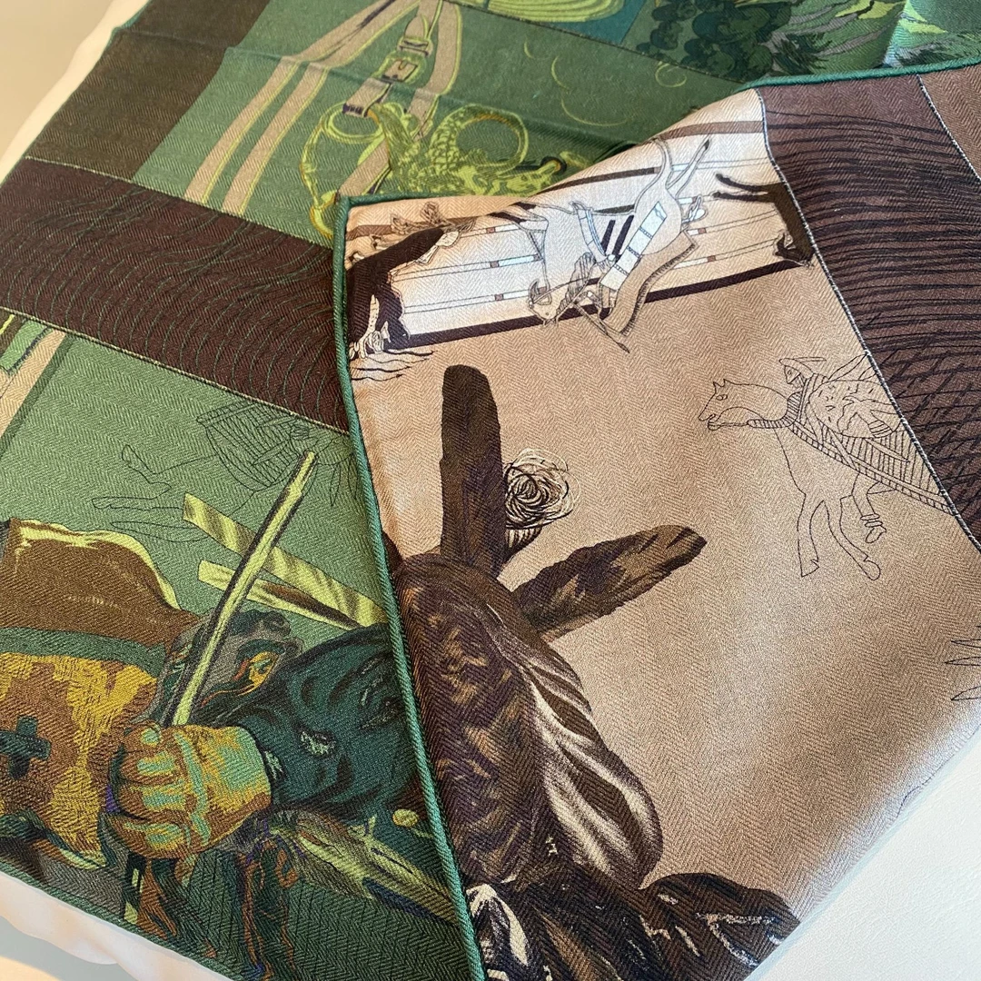 丹语丝绸-航海故事-110桑蚕丝澳毛大方巾