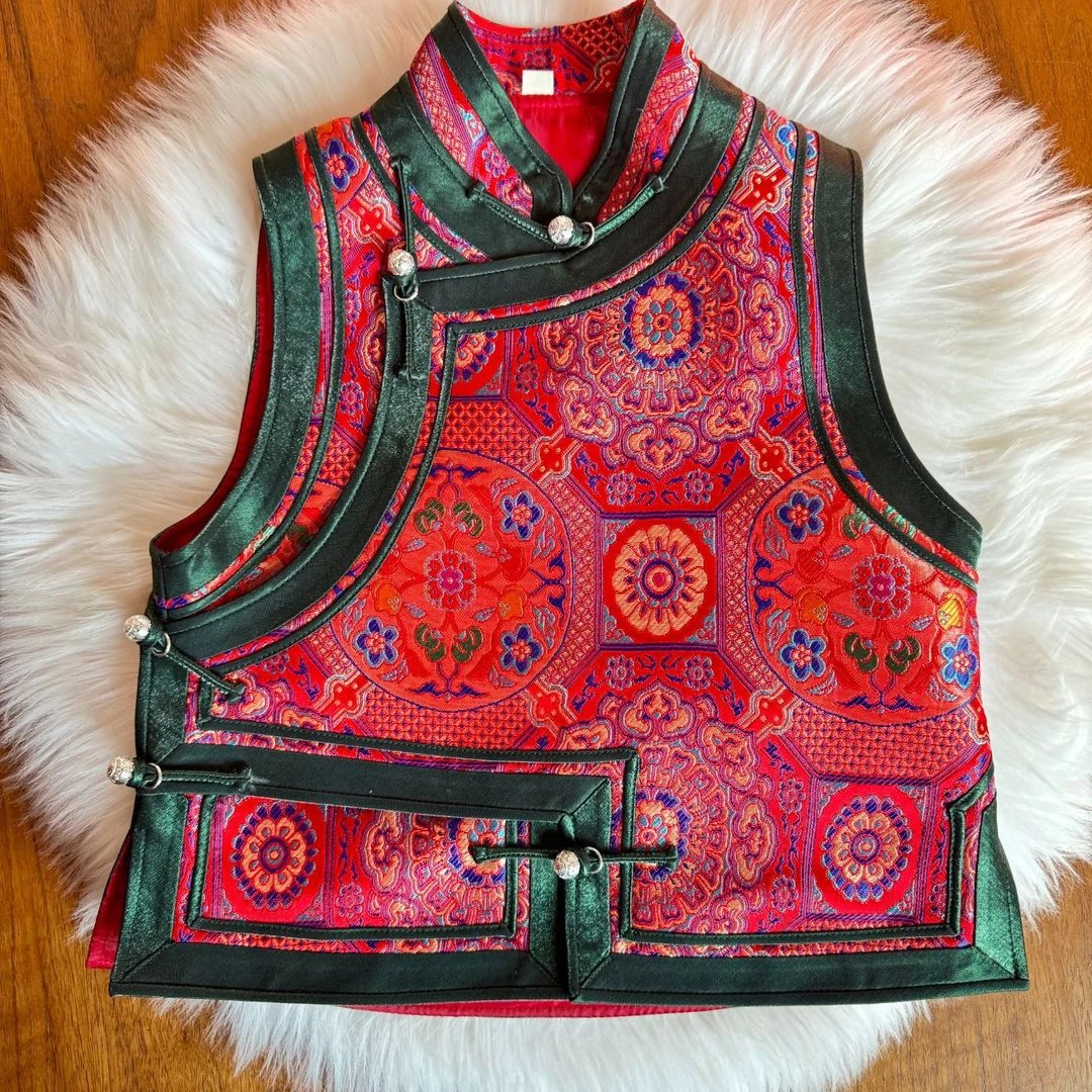 【蒙善妈】红绿马甲 重工刺绣 儿童蒙古马甲 不分男女 时尚日常网红
