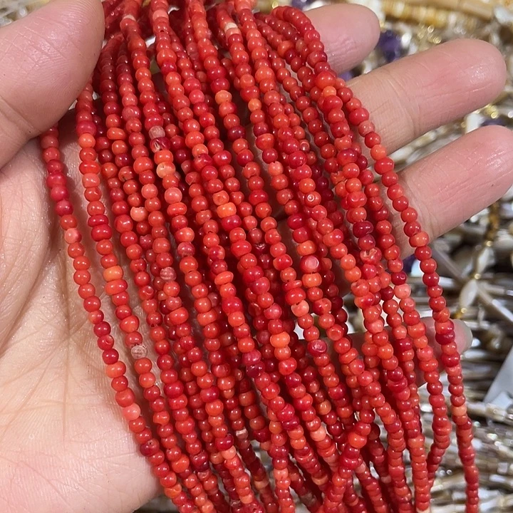 玛瑙/玉髓合金珠宝半成品4mm2条三姑娘相思豆