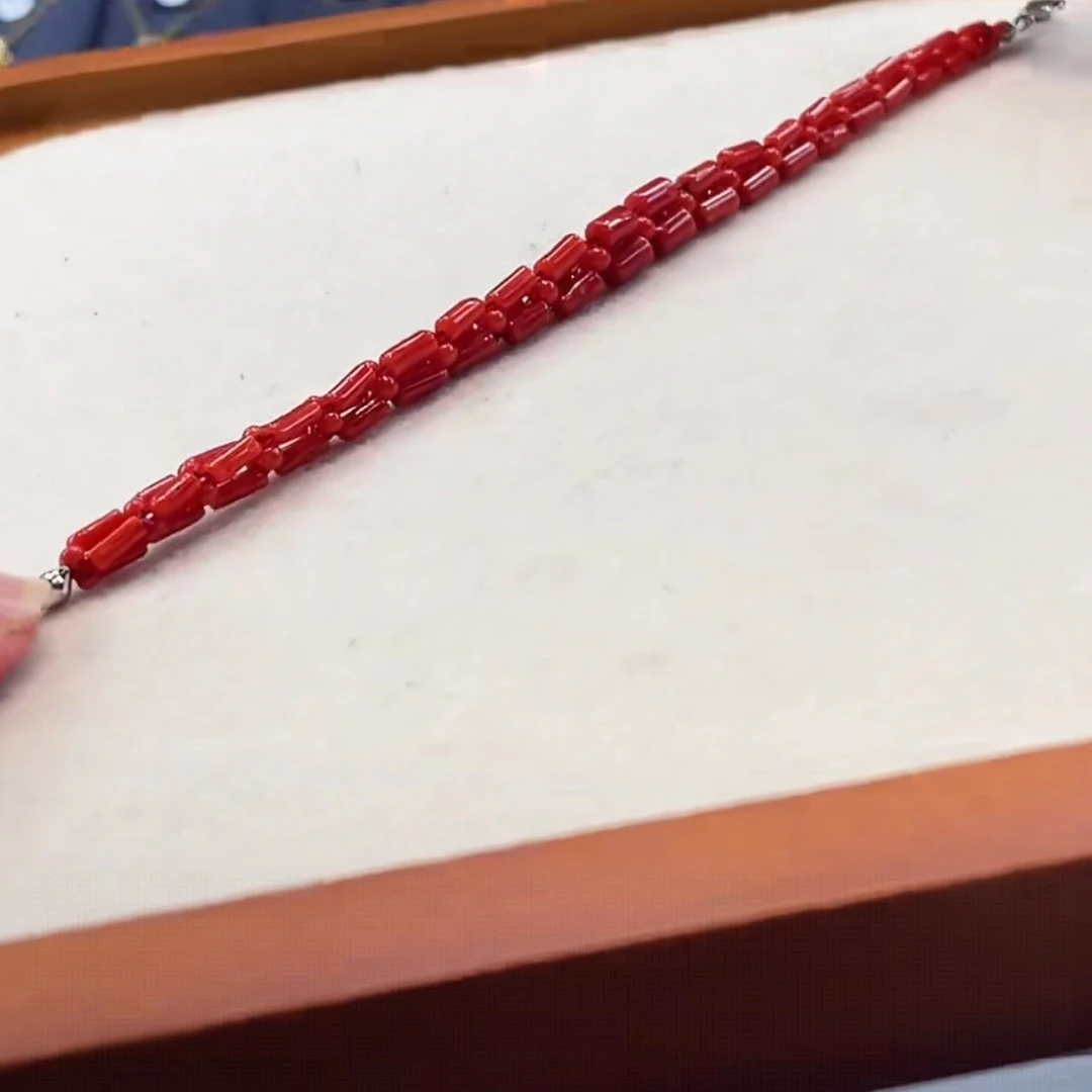 天然宝石红珊瑚手链