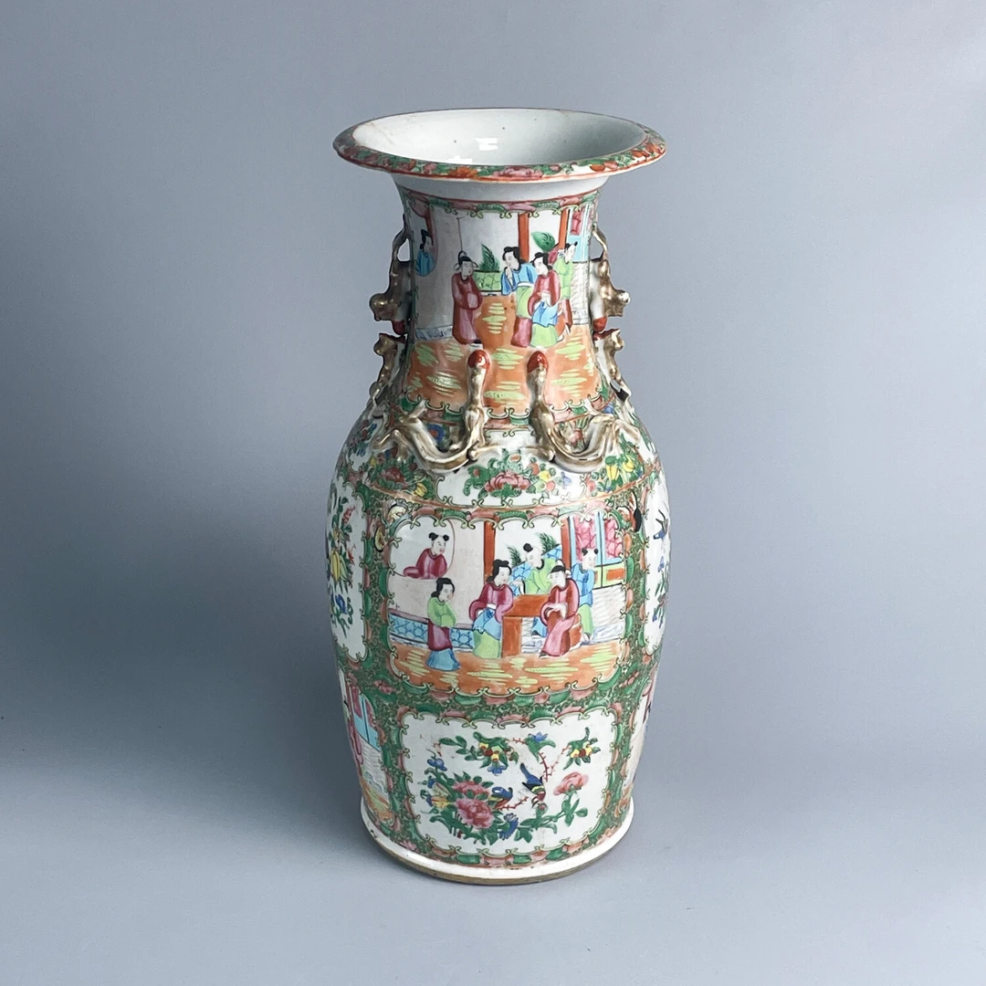 晚清 广彩开窗人物螭龙兽耳大瓶M25FQ006568