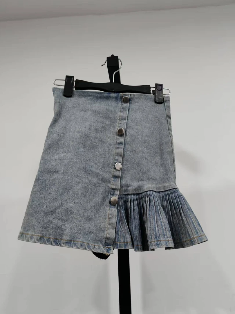 142 牛仔短裙百褶裙裙摆 默认微瑕 无运费险 接受不了勿拍