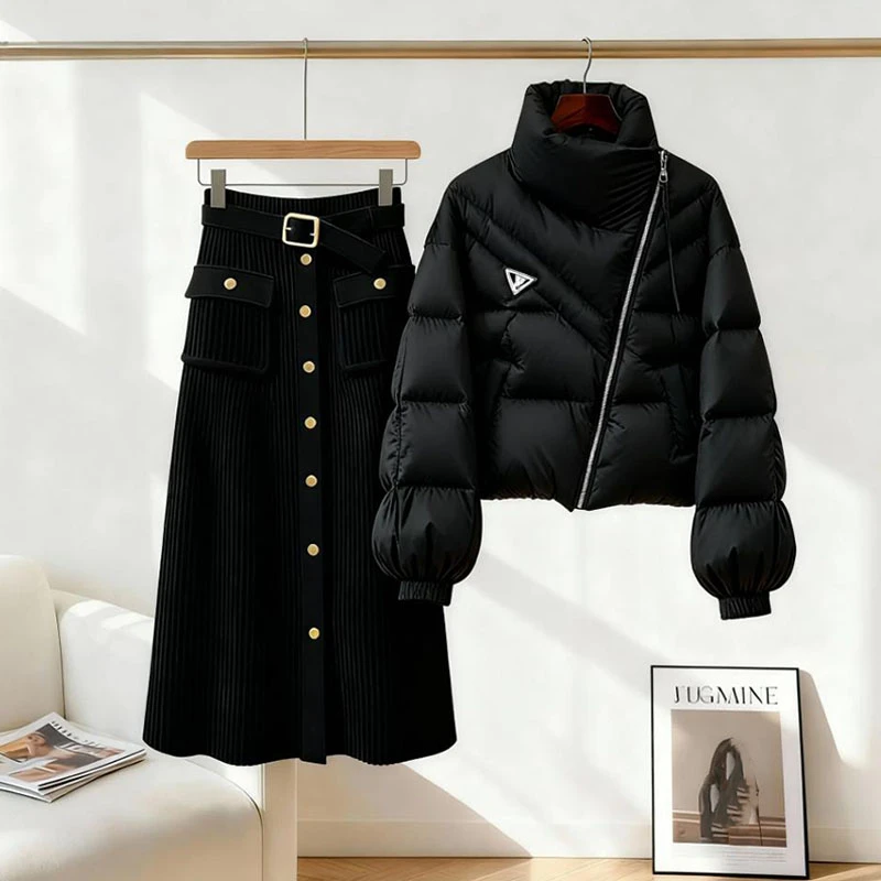 网红时尚炸街新款女装棉服女款爆款2025新款韩系秋冬装半身裙套装