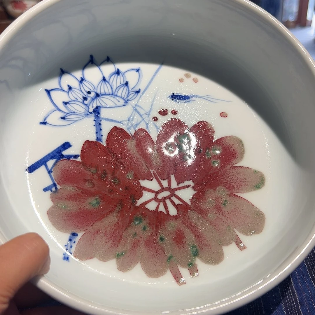 摆件高***头原矿青花釉里红瓷器微瑕