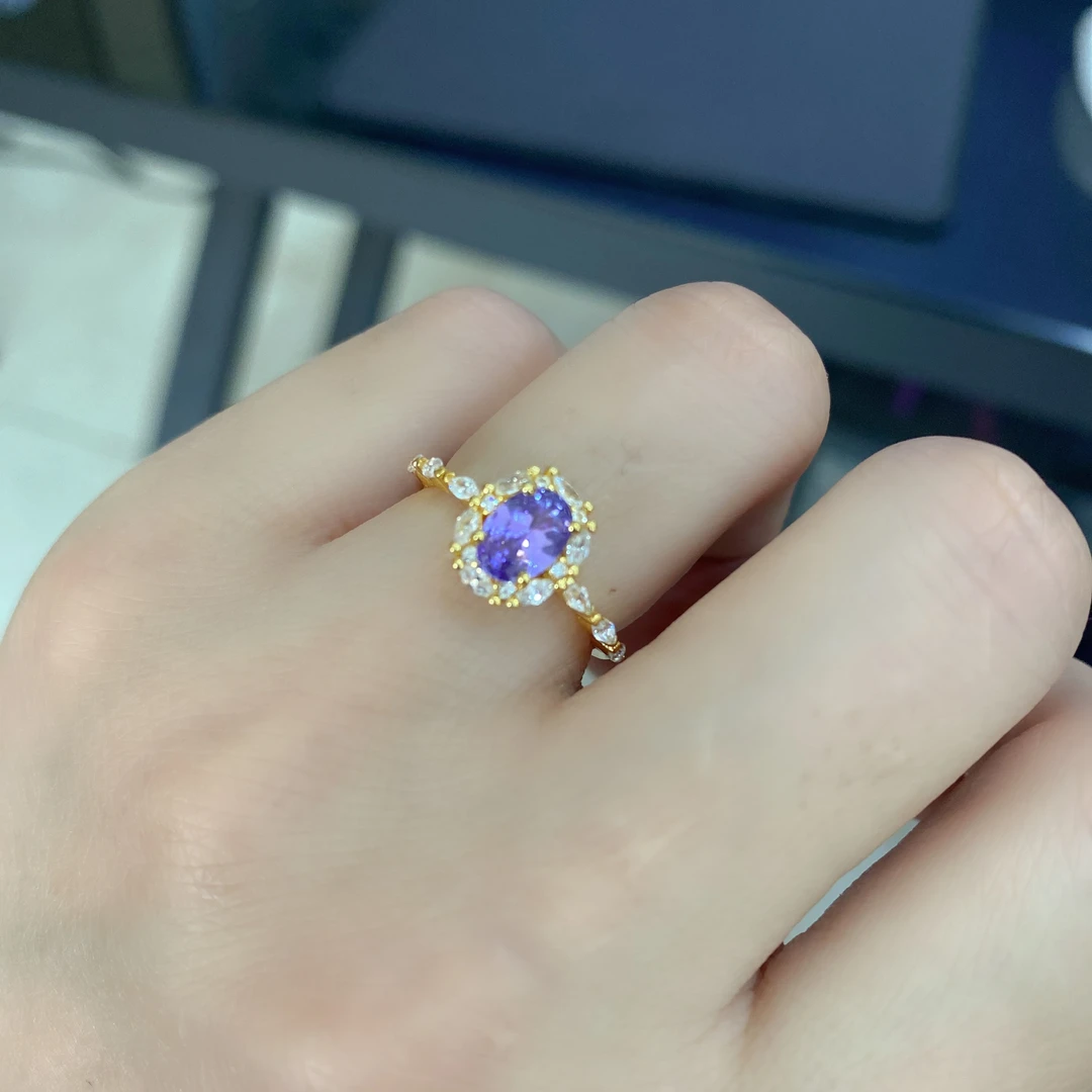 天然坦桑石 s925银精工镶嵌 主石5x7mm A501