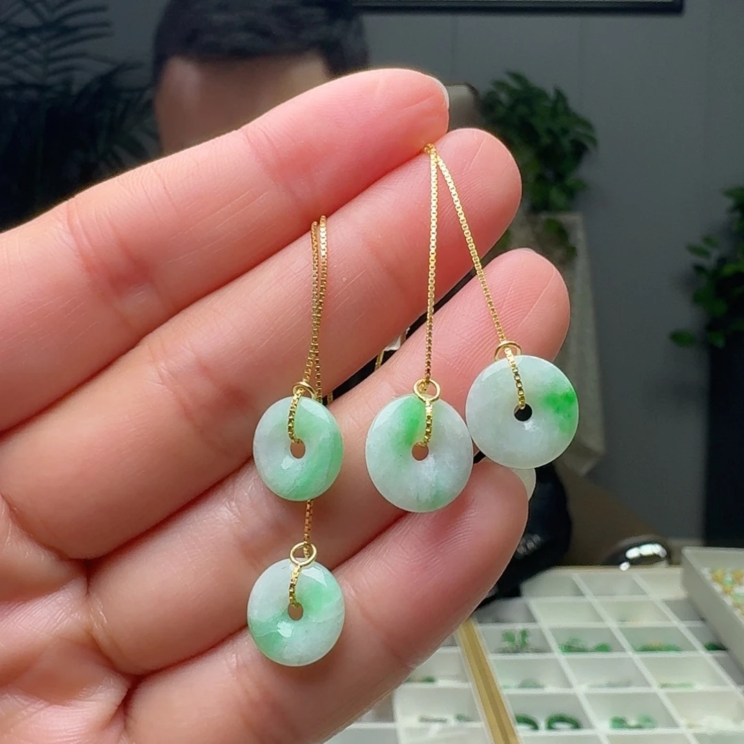 翡翠银S925镶嵌耳饰多样性发货其一微瑕