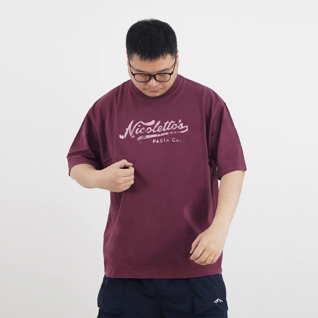 纯棉全棉。水洗做旧300克重磅T恤男士短袖宽松胖子大码SYJ-KDK332