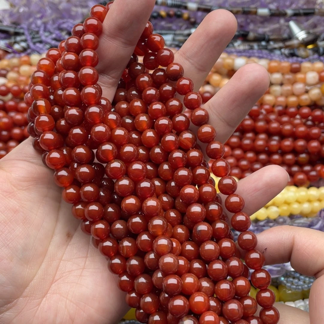 玛瑙/玉髓珠宝半成品未镶嵌一条装8mm红玛瑙