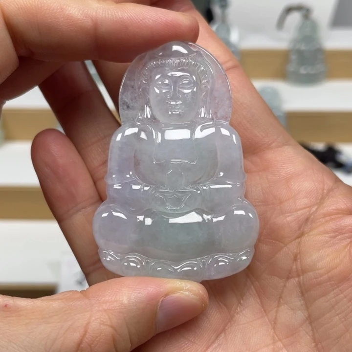 翡翠未镶嵌颈饰天然缅甸翡翠A货观音7号