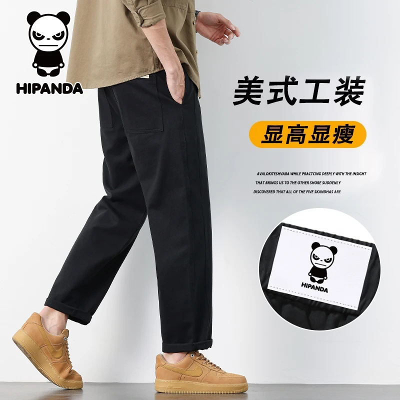 HiPanda你好熊猫纯棉工装裤男款秋季美式潮流百搭宽松直筒休闲裤