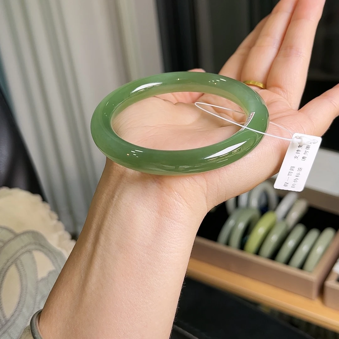 和田玉手镯未镶嵌 俄碧高冰猫眼镯