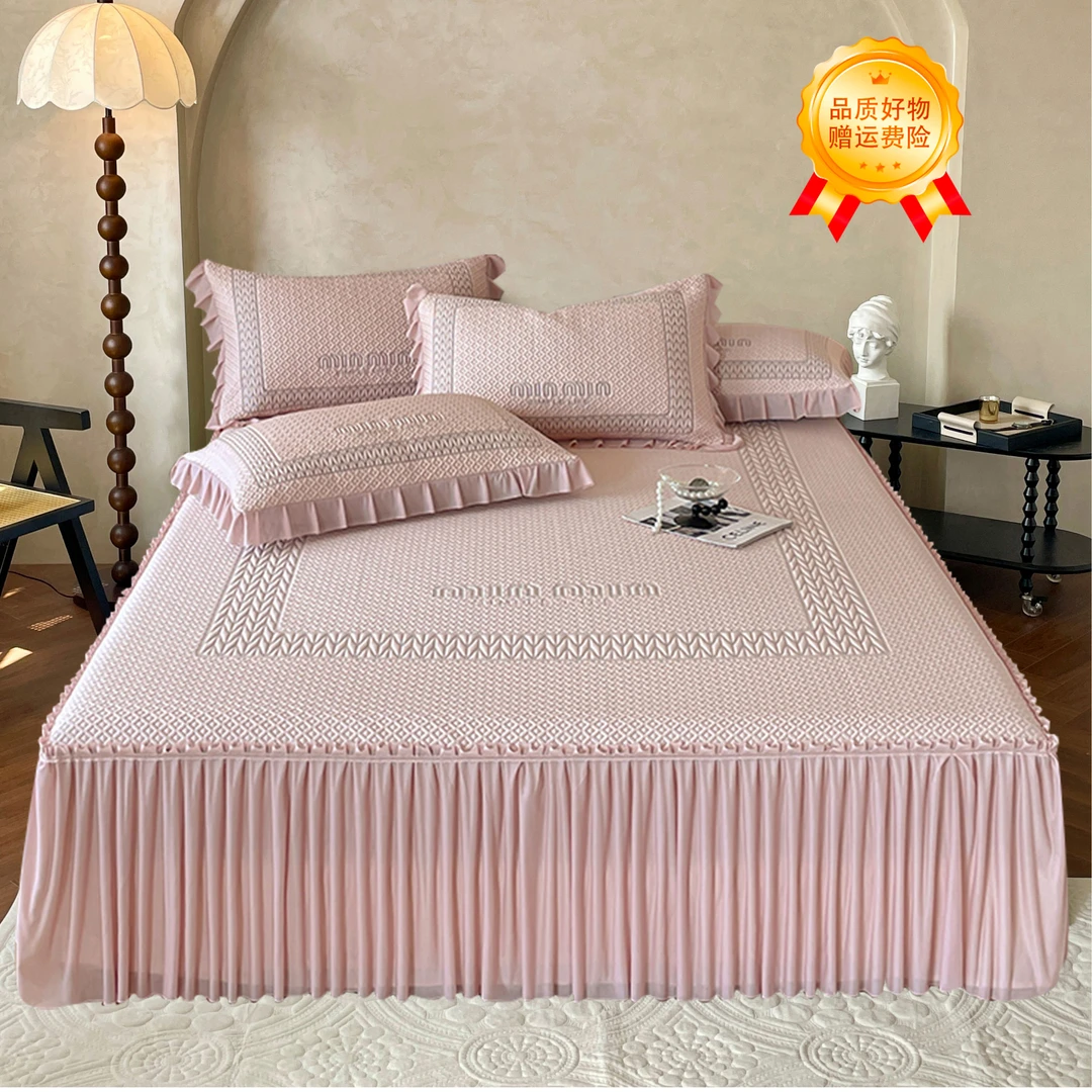 雪纺花边冰丝凉席床裙款1.5m1.8米床凉感空调软席zb