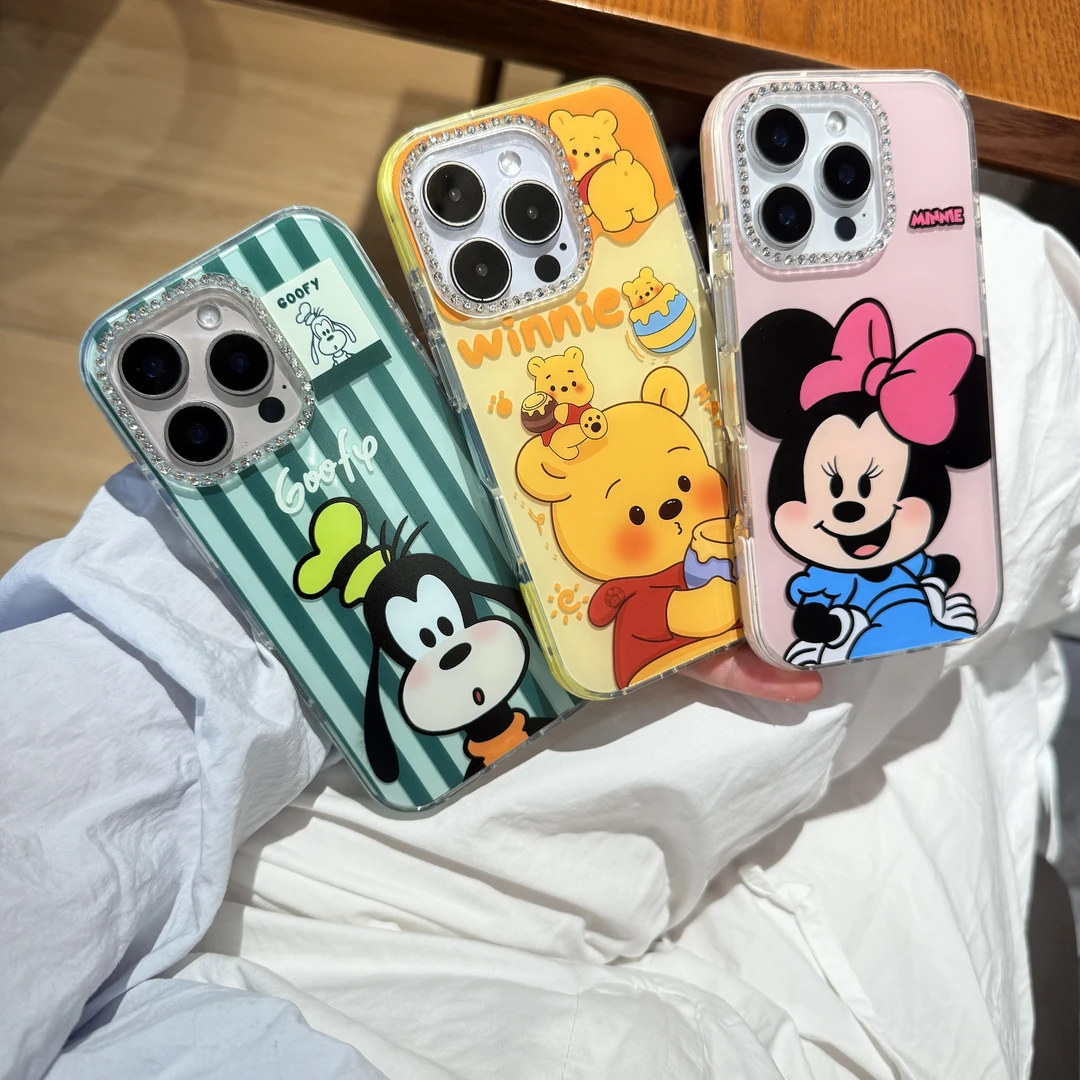 卡通系列点钻镜头框手机壳适用于苹果16pro/iphone15可爱卡通