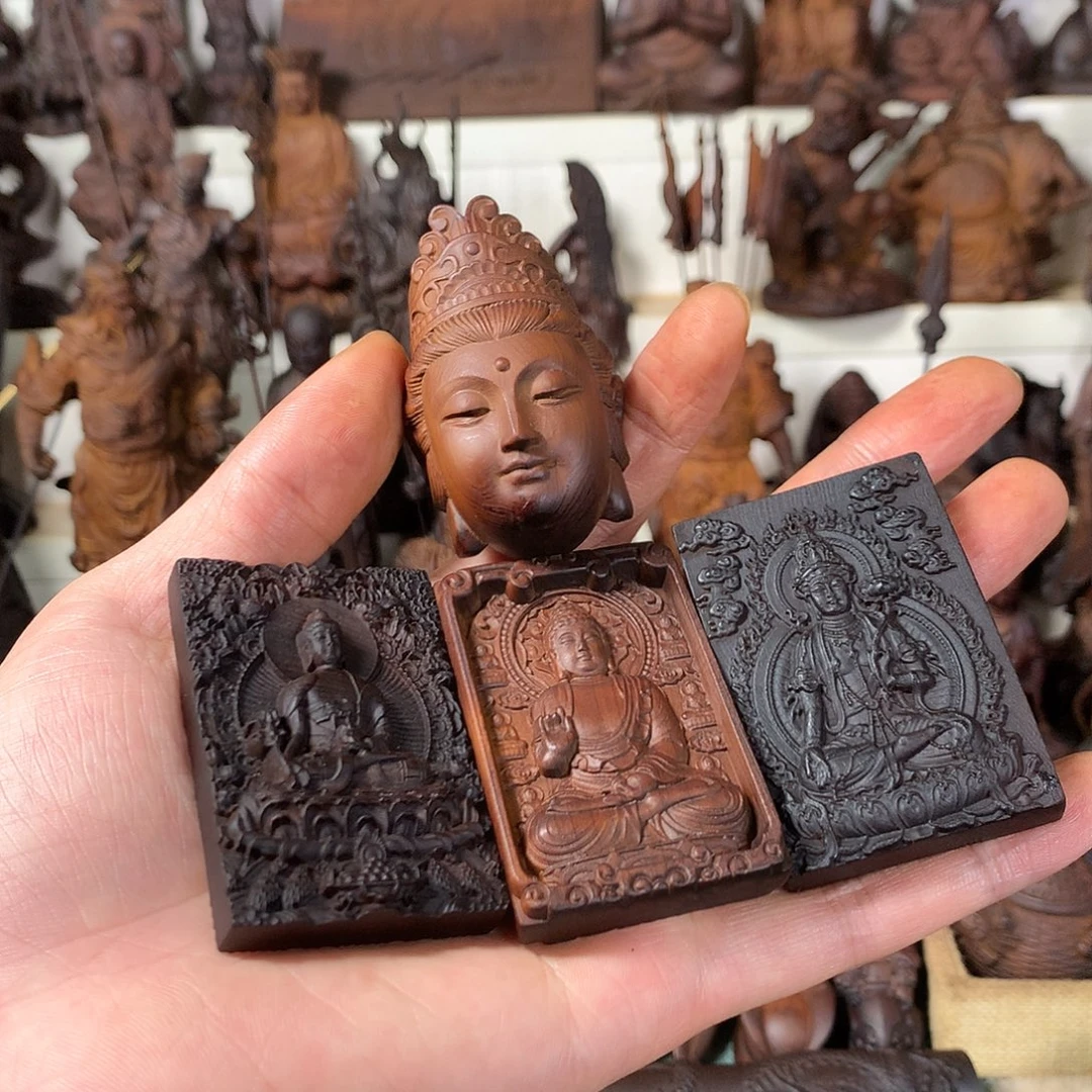 开***心柏木（崖柏）4个手把件