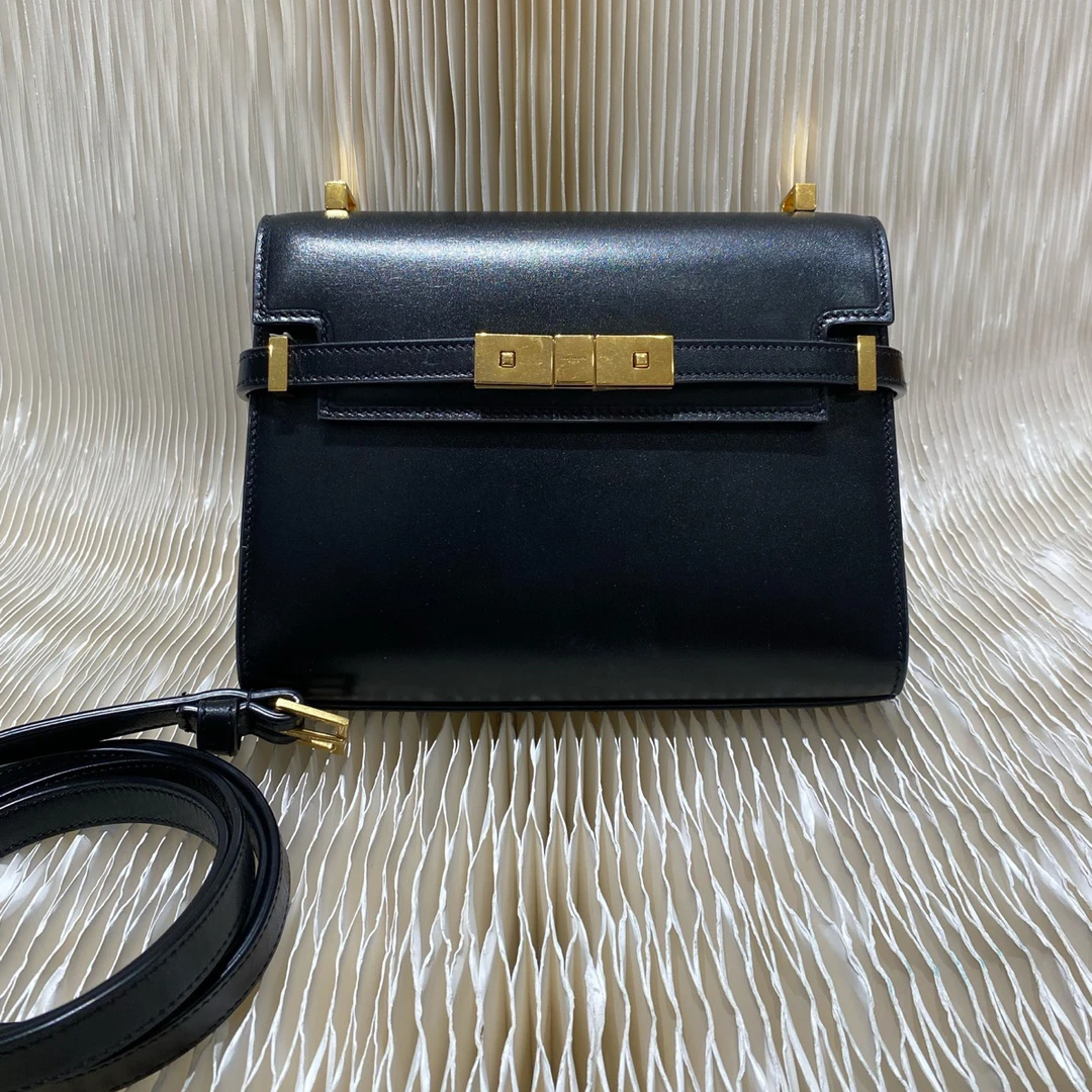 95新 YSL/圣罗兰 黑金曼哈顿mini 光面牛皮非常适合通勤使用裸包