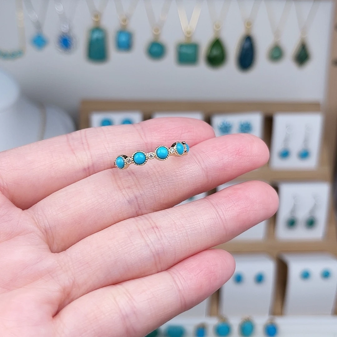 绿松石银S925镶嵌戒指