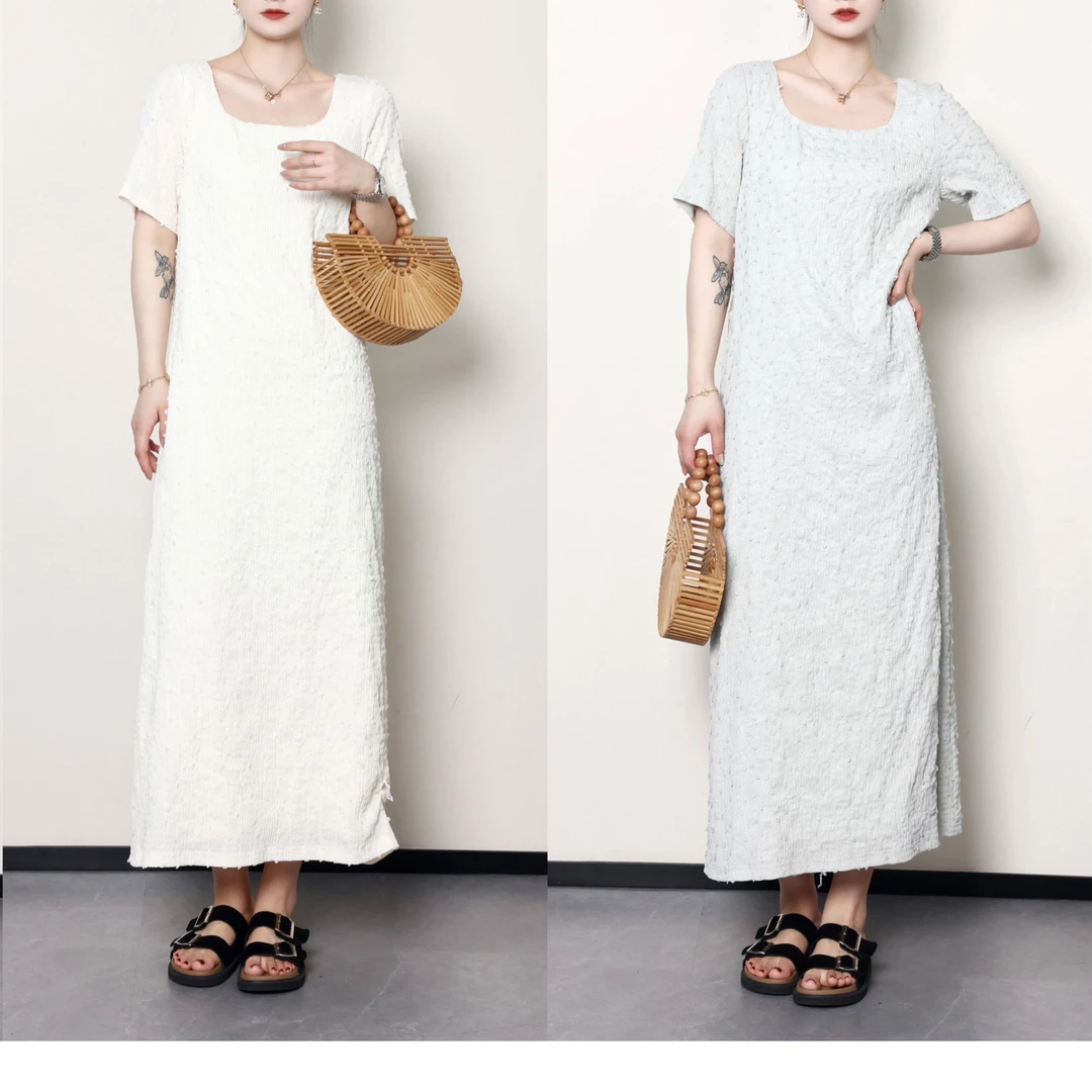 QC宣宣【慕斯月光】微胖大码女夏季淡雅时尚显瘦连衣裙ZY405H89