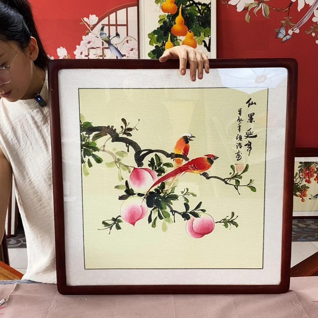国画手写手绘国画作品62✖️62带框包邮