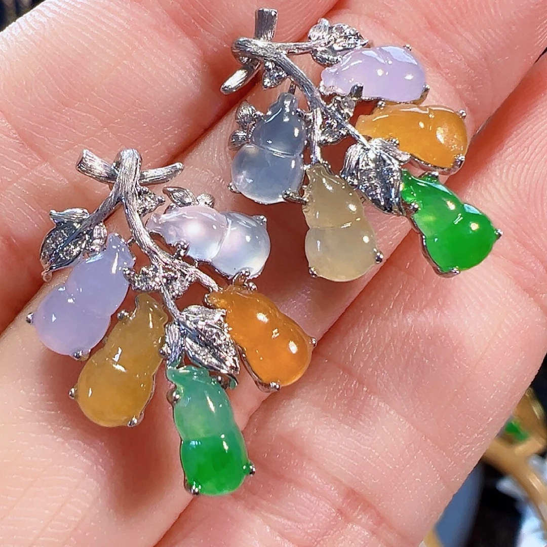 翡翠18K金镶嵌耳饰签收后24小时鉴赏期