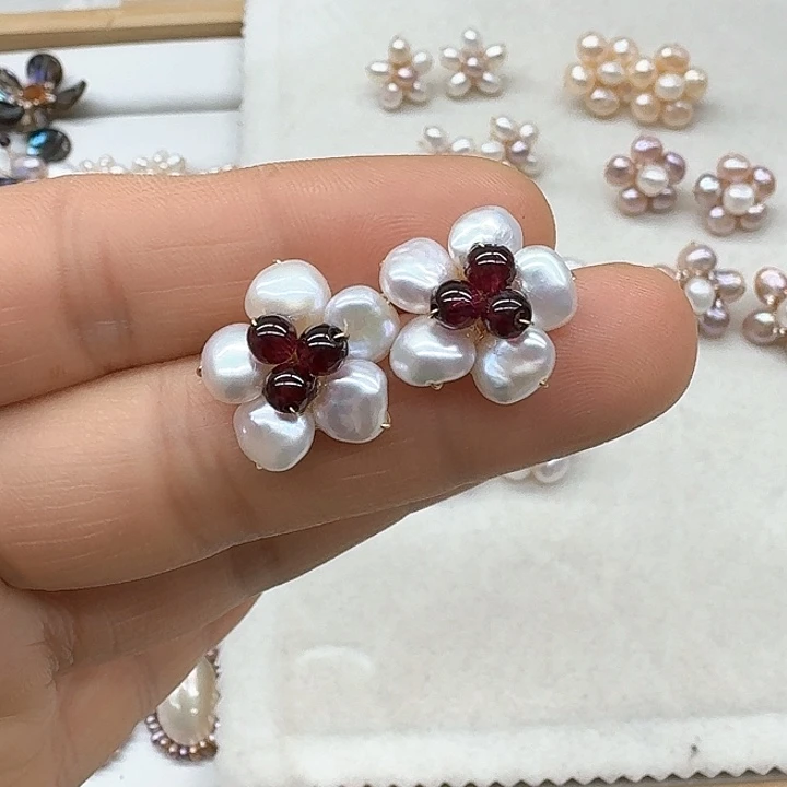 淡水珍珠耳饰银S925镶嵌?****?