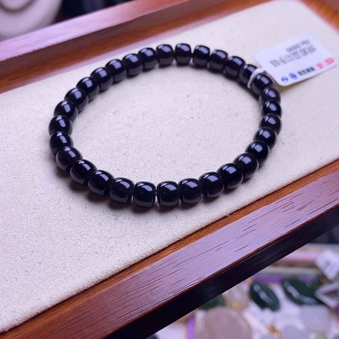 颈饰未镶嵌和田玉毕业级老坑料浓烟紫帝王紫直切手链7m