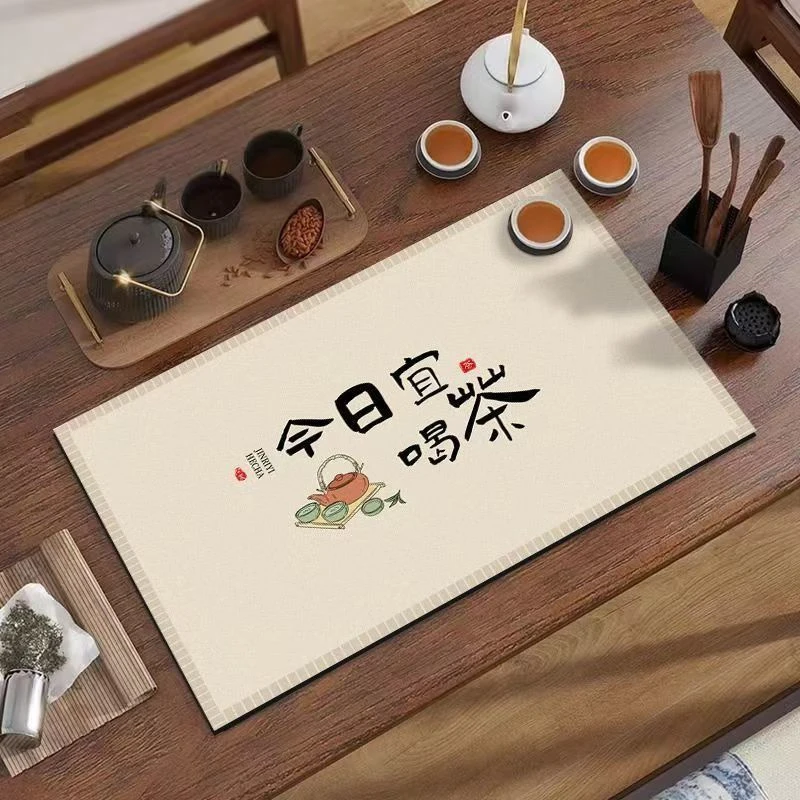 爆款硅藻泥中式茶几茶垫吸水茶席沥水垫隔热茶桌垫可裁剪定制餐垫