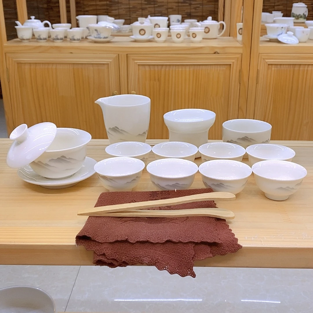 羊脂玉瓷茶具套装