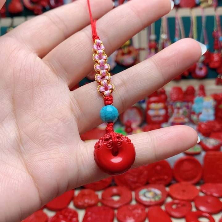 天然辰砂工艺品朱砂手机坠