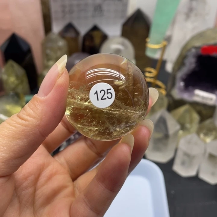 关***e水晶珠宝半成品未镶嵌125黄水晶球
