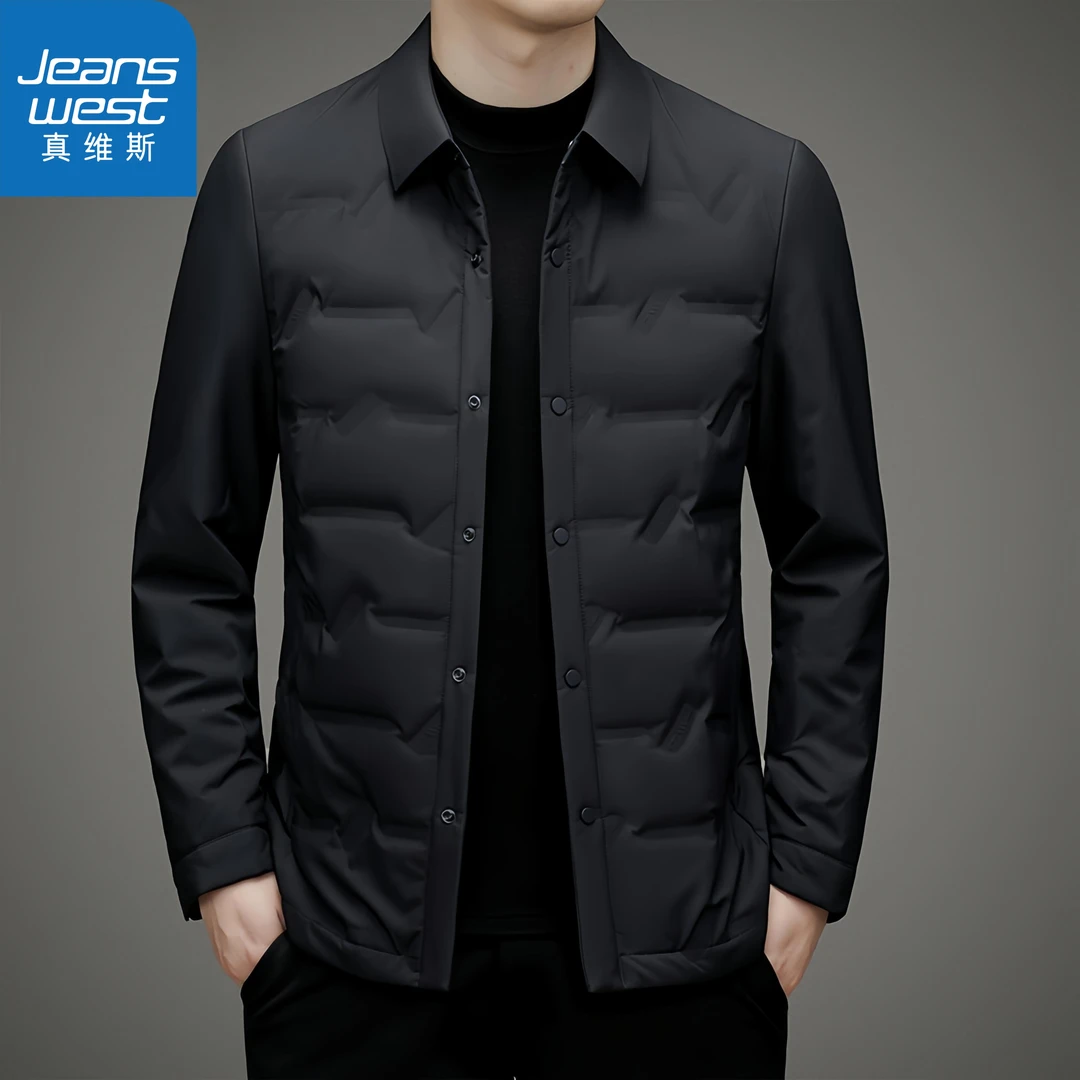 真维斯Jeanswest新款羽绒服轻奢高端商务外套秋冬季休闲男士夹克