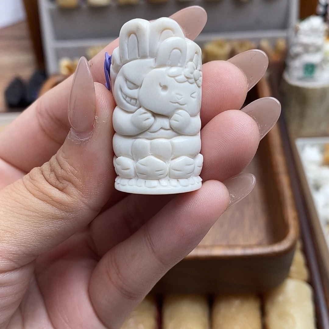 鹿骨把件c16鹿角扎基兔