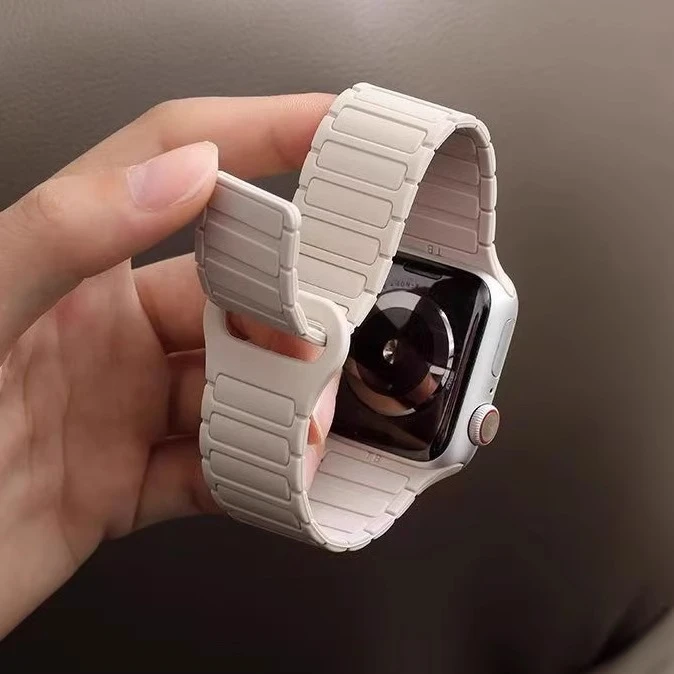 张婧仪同款适用苹果手表s10表带硅胶磁吸表带iwatch9新款夏天表带
