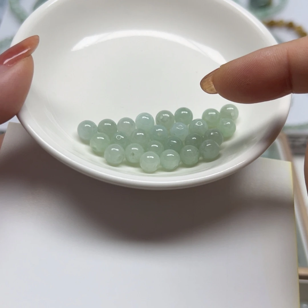 翡翠散珠紫**铃纯天然缅甸翡翠A货卡7，23颗分3单