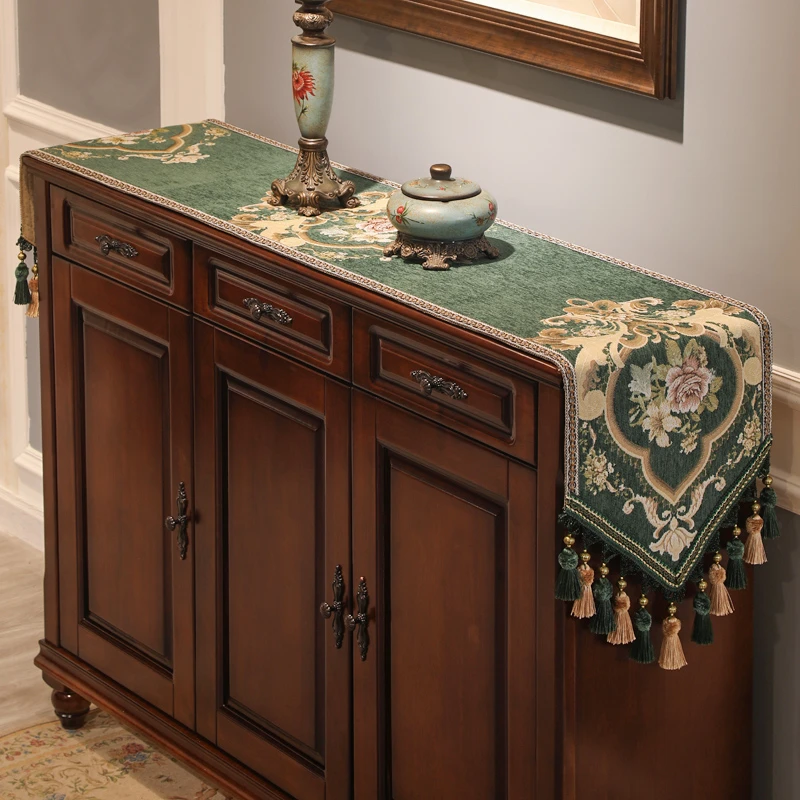 轻奢高级感桌旗美式茶几斗柜电视柜盖布餐桌布欧式长条装饰鞋柜