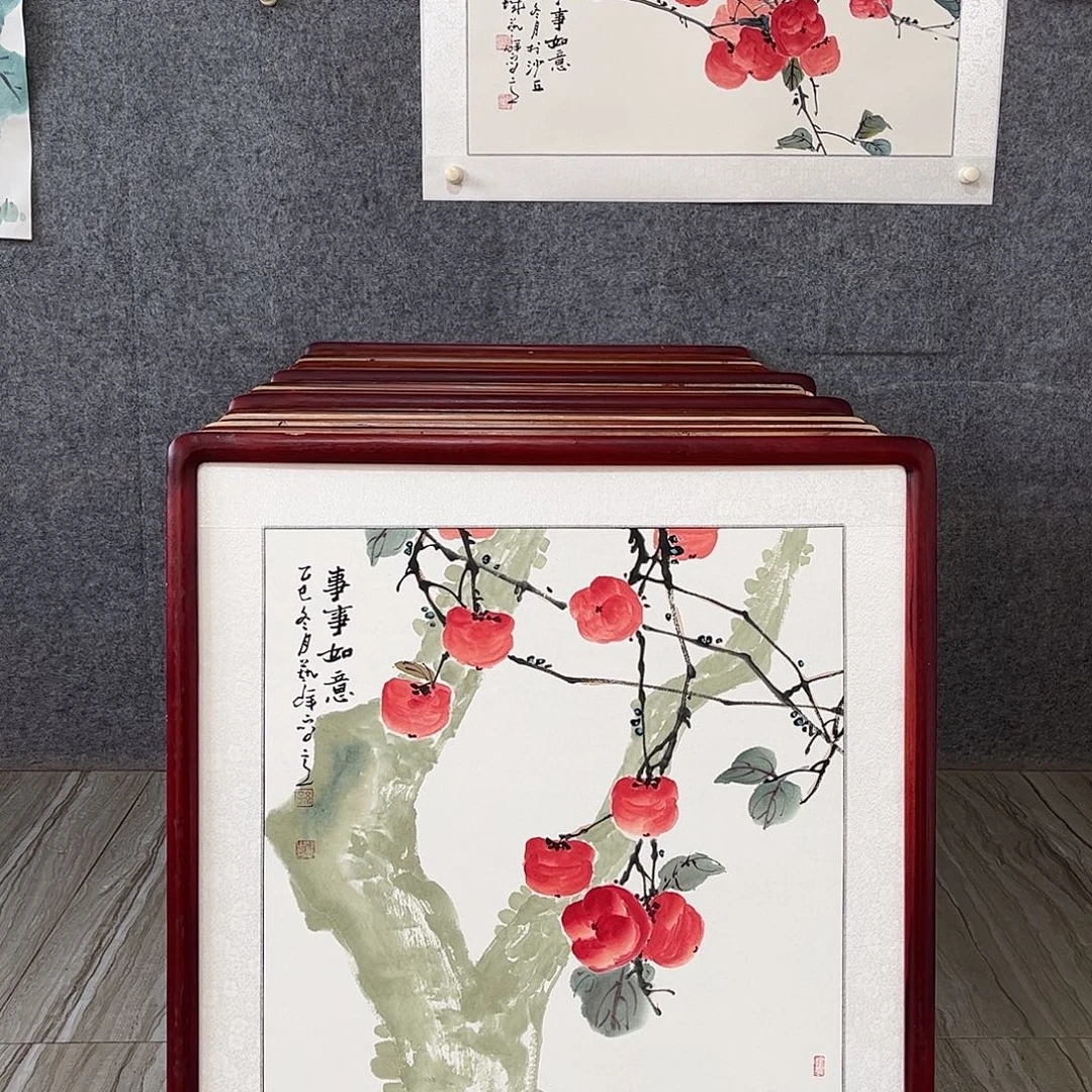 国画书画作品带框63×63