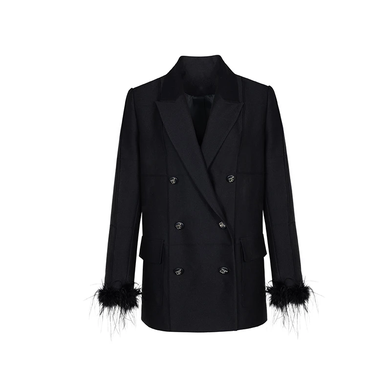 【丽公主】商场同款春秋新品袖口羽毛可拆卸外套N011A41409