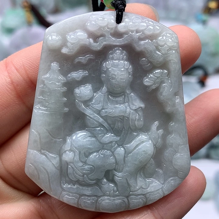 翡翠未镶嵌颈饰文殊菩萨福利