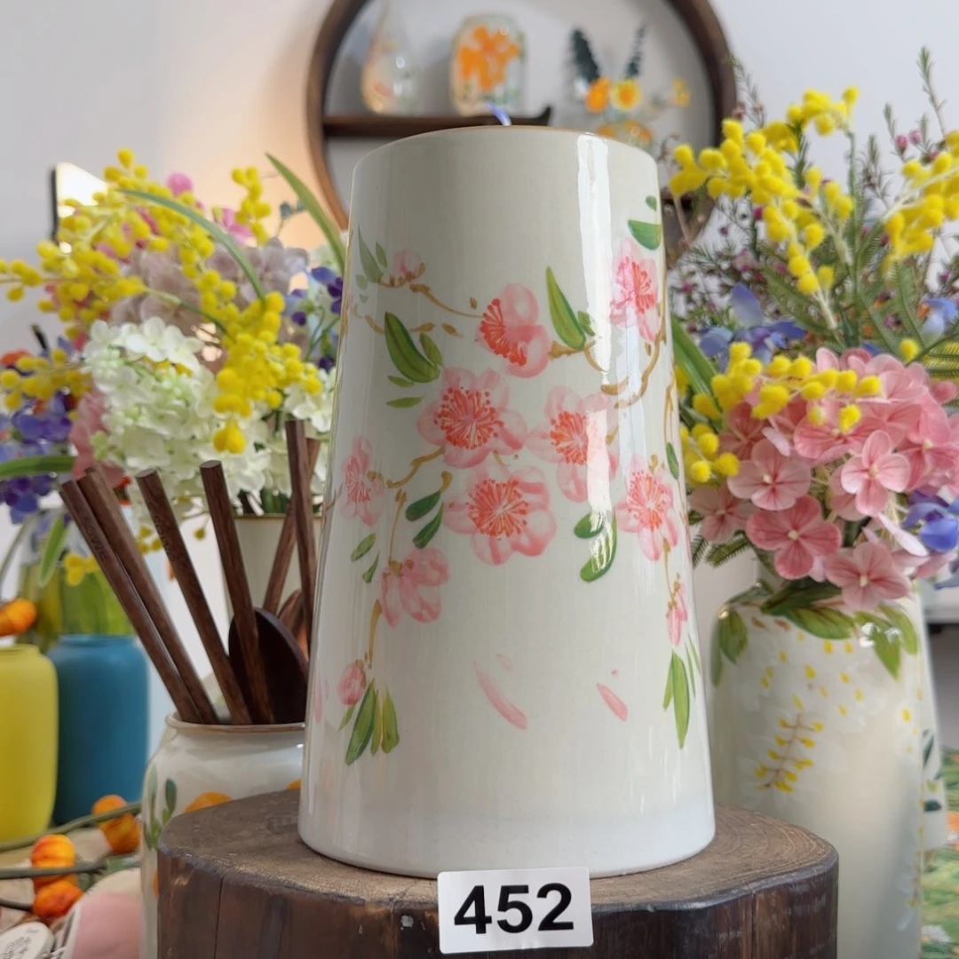 摆件景德镇纯手绘陶瓷小花瓶摆件无孔