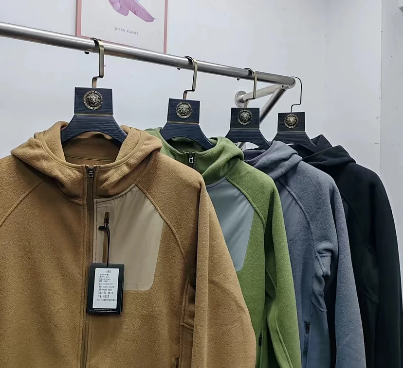 袅平替！双面高密摇粒绒防风保暖男士户外山系抓绒衣连帽拉链外