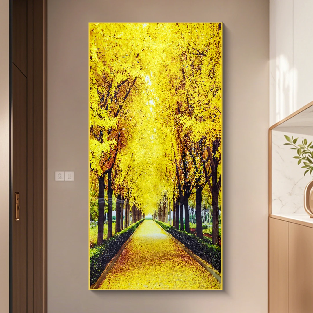 现代轻奢装饰画客厅玄关挂画发财树过道走廊壁画黄金大道80160