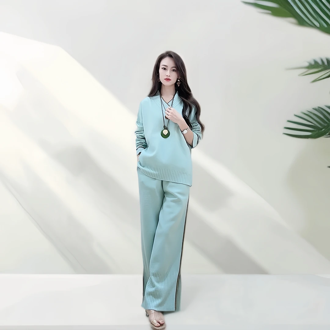 687秋冬时尚长袖休闲宽松减龄显瘦套装