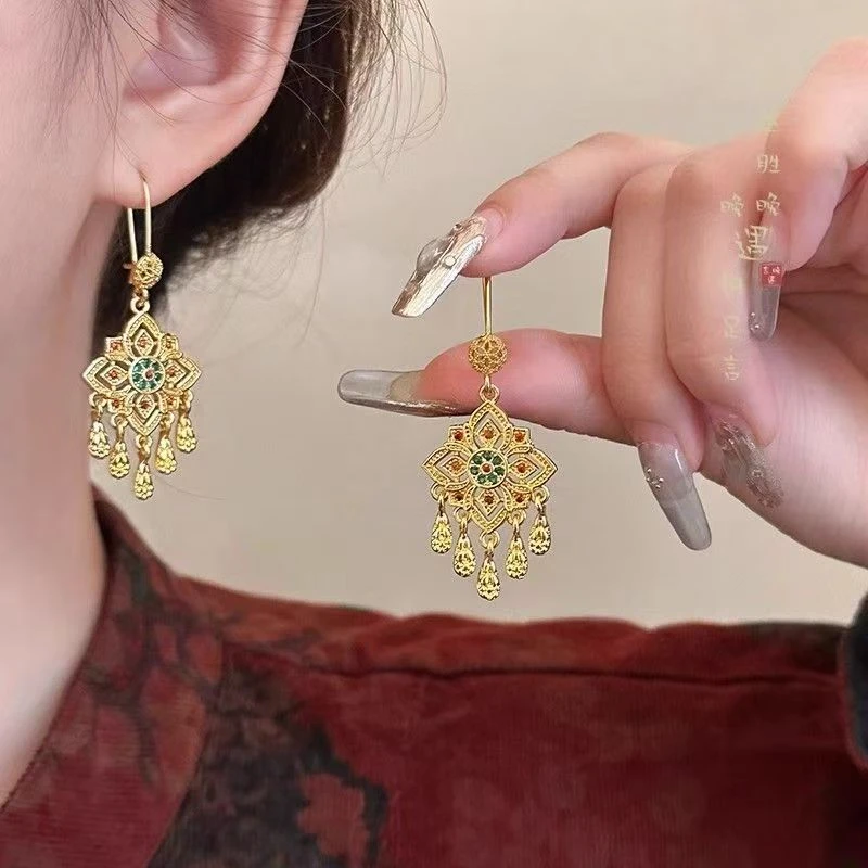 合金耳饰 8141菱形流苏复古民族风耳饰A-198