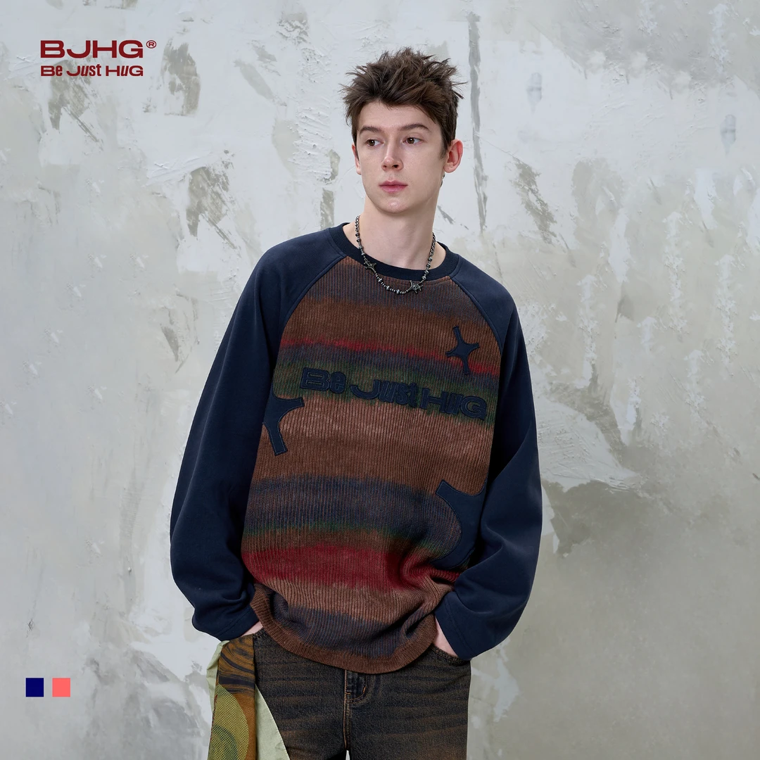 BJHG不计后果美式复古圆领卫衣男春季潮牌新款痞帅高级感情侣上衣