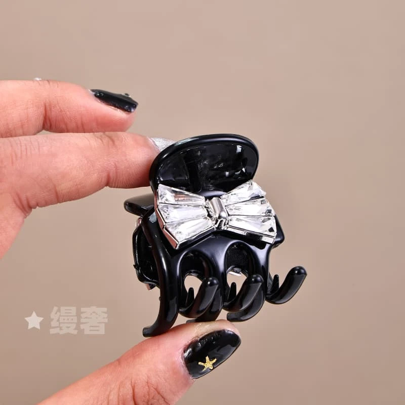 韩国新款高级轻奢水钻蝴蝶结刘海小抓夹公主头发夹前额发饰Z0003