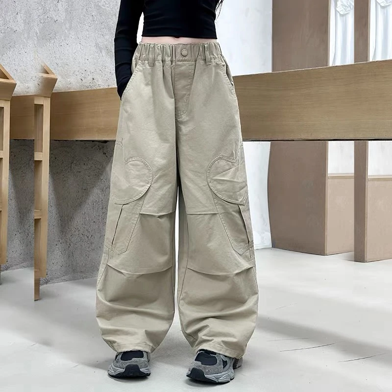 女童休闲工装裤2025新款儿童洋气巨好看直筒裤中大童女孩秋装裤子