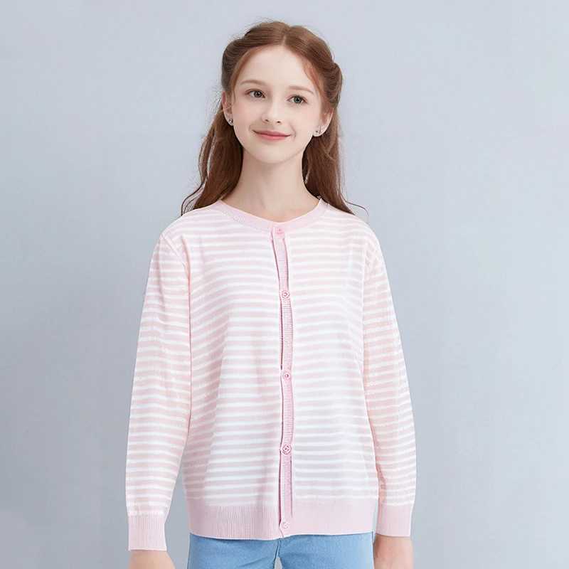 DEESHA/笛莎【三季款】薄款长袖洋气开衫外套春夏秋百搭针织衫纯