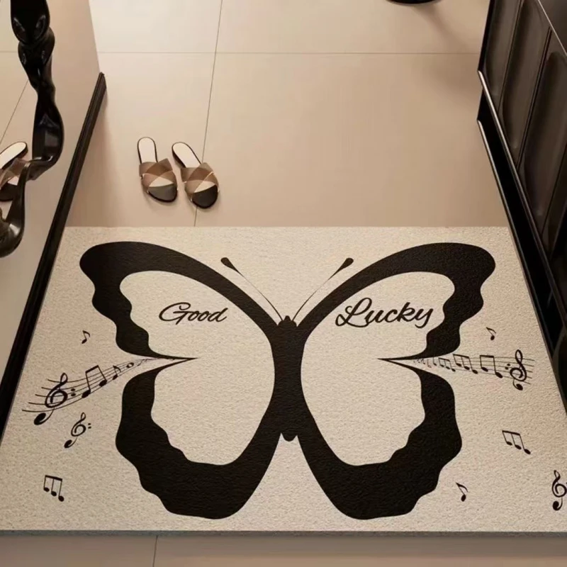 新款蝴蝶地毯入户门脚垫硅藻泥地垫卫生间吸水防滑耐脏玄关门垫